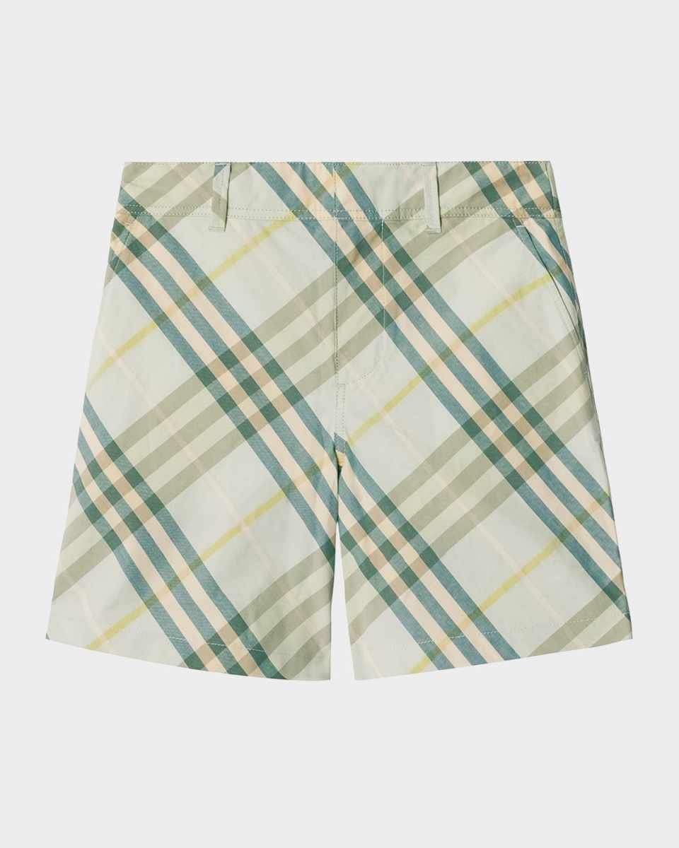 Boy's Oscar Check Woven Cotton Shorts, Size 3-